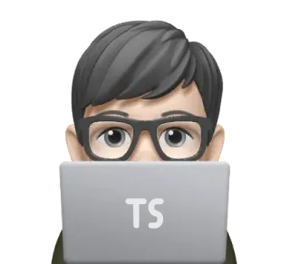 Tobias as a Memoji behind his laptop