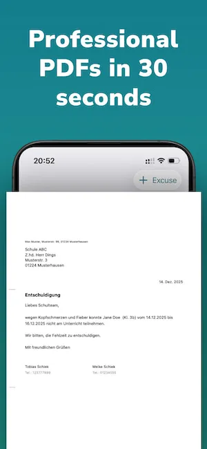 School Excuse Notes: Excuso – Στιγμιότυπο οθόνης 1