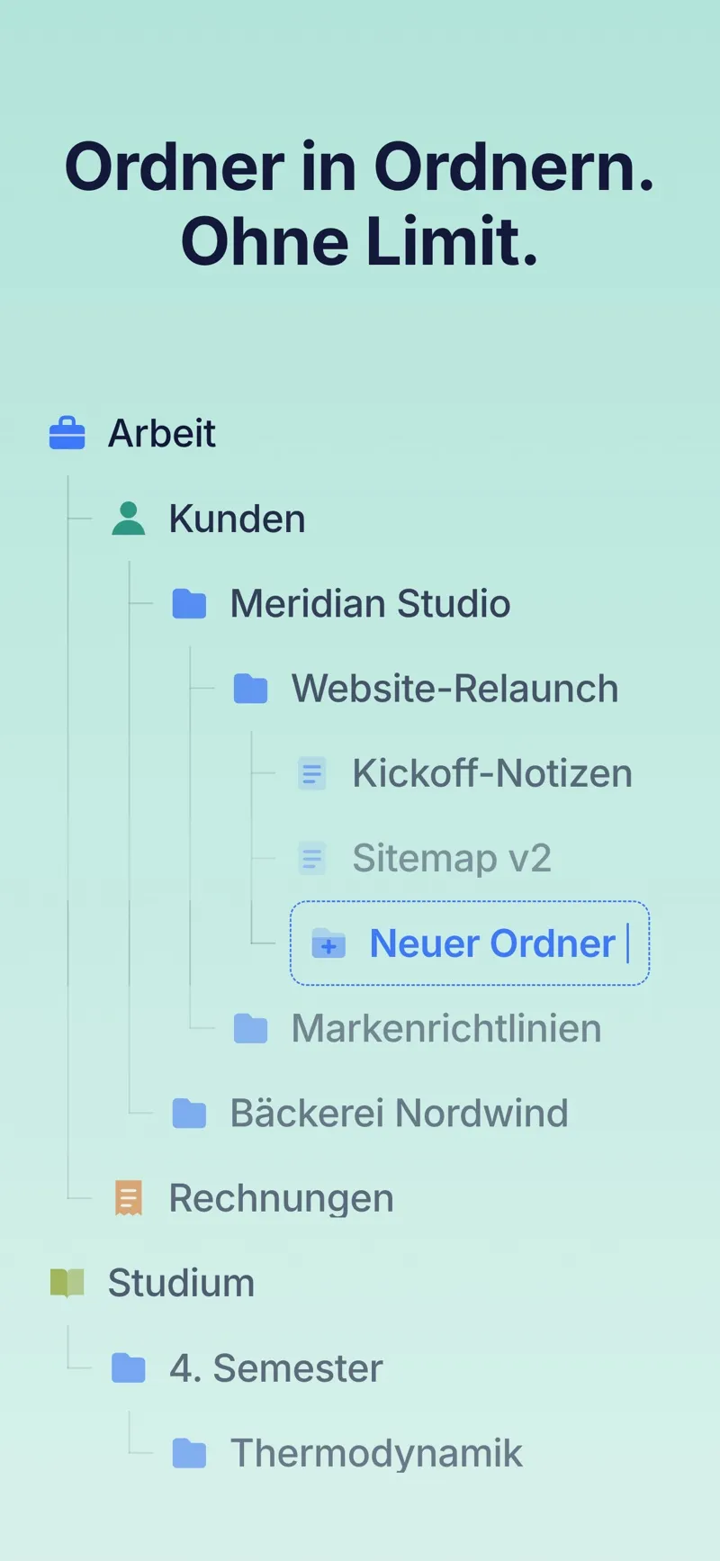 Notizen mit Ordner: Folino – Screenshot 1